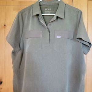 Figs Olive Green Button Down Shirt
